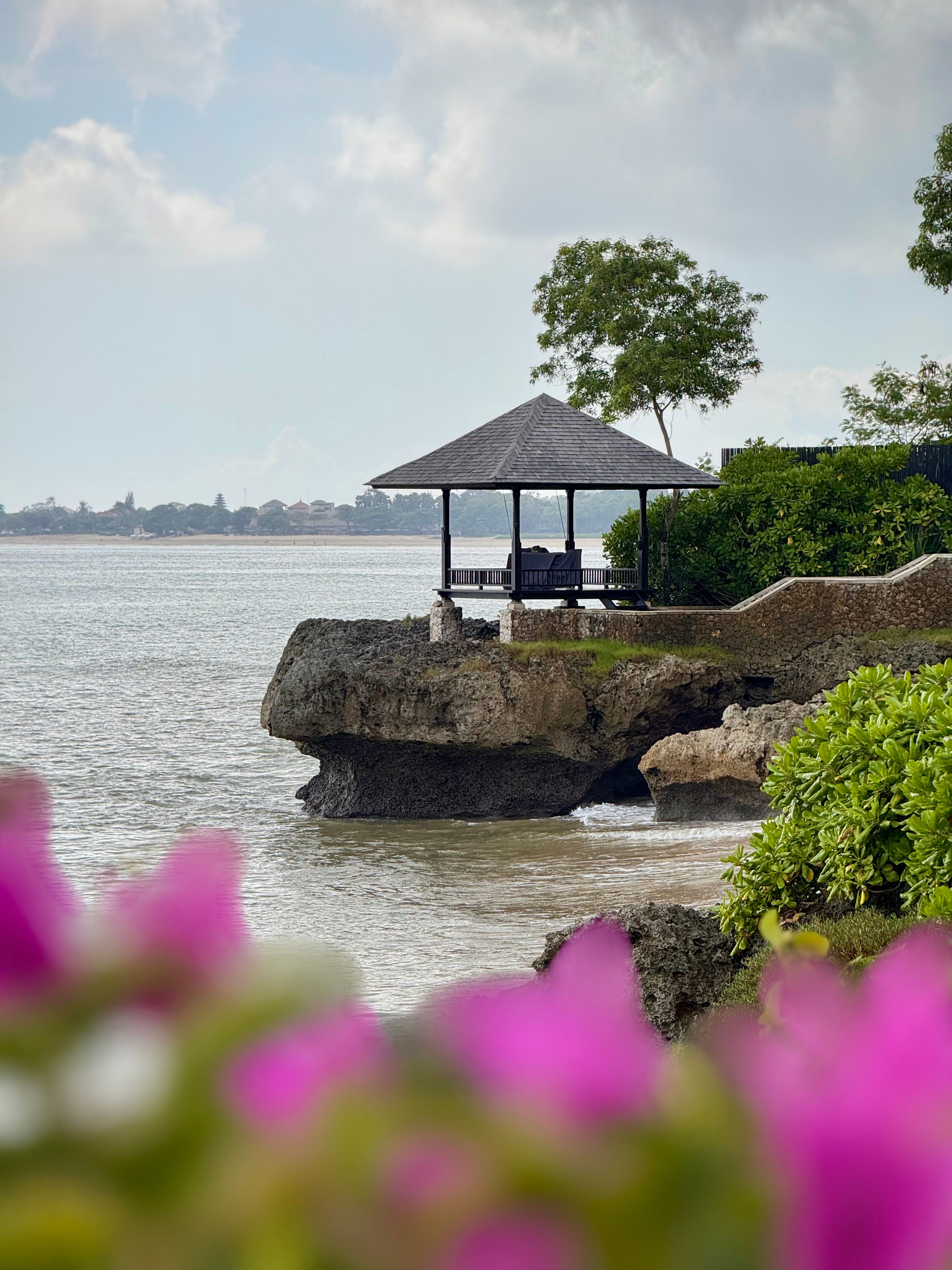 Vertical video example — a seaside gazebo above the water